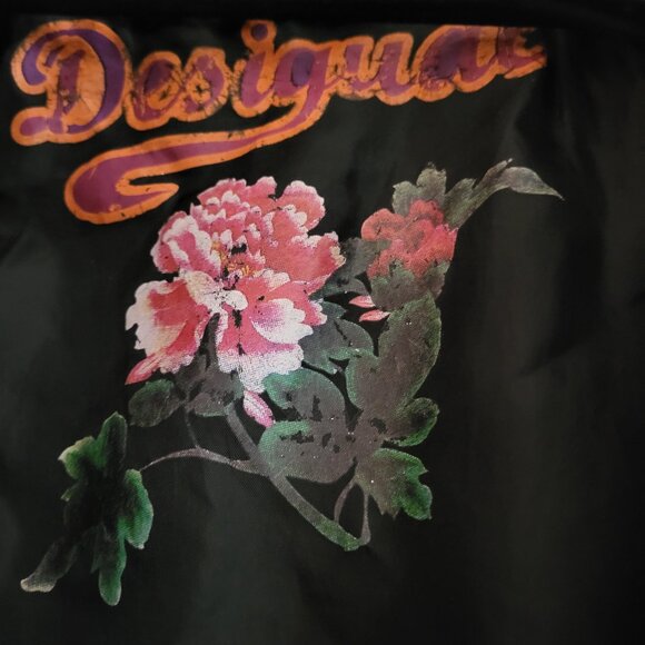 Desigual Black & Brown Textured Faux Croc Button-Down Midi Coat - Size 36 - Picture 7 of 10